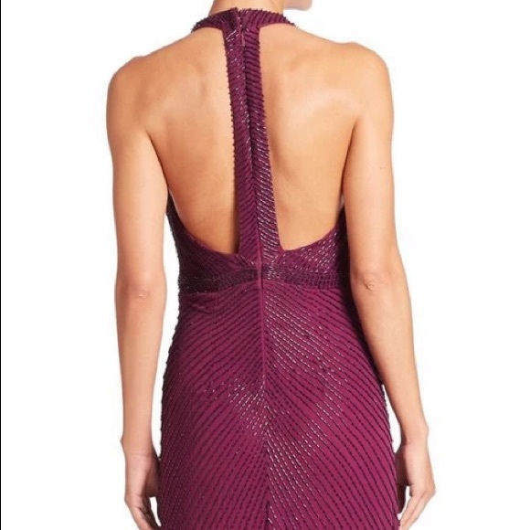 Aidan Mattox fully beaded V-neck sleeveless Open back long gown - Picture 8 of 9